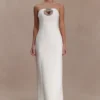 Hilda Embellished Strapless Maxi Dress – White