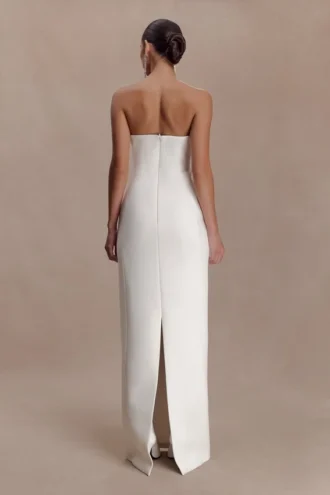 Hilda Embellished Strapless Maxi Dress – White
