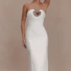 Hilda Embellished Strapless Maxi Dress – White