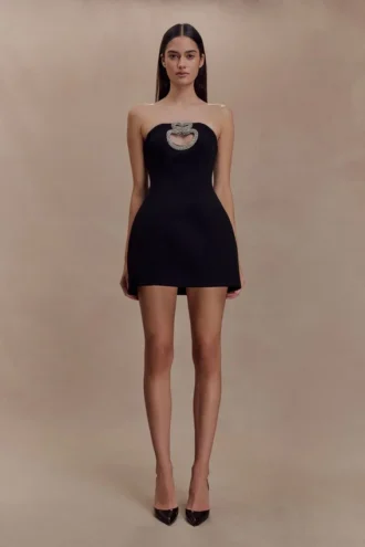 Hilda Embellished Strapless Mini Dress – Black