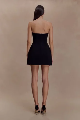 Hilda Embellished Strapless Mini Dress – Black