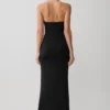 Hoai Gathered Slinky Halter Maxi Dress – Black
