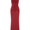 Hoai Gathered Slinky Halter Maxi Dress – Deep Red