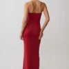Hoai Gathered Slinky Halter Maxi Dress – Deep Red