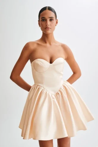 Hollie Structured Corset Mini Dress – Gold