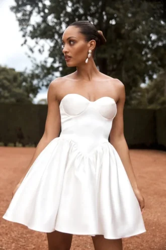 Hollie Structured Corset Mini Dress – White