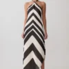 Hope Satin Halter Midi Dress – Black/White