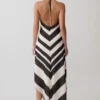 Hope Satin Halter Midi Dress – Black/White