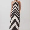 Hope Satin Halter Midi Dress – Black/White