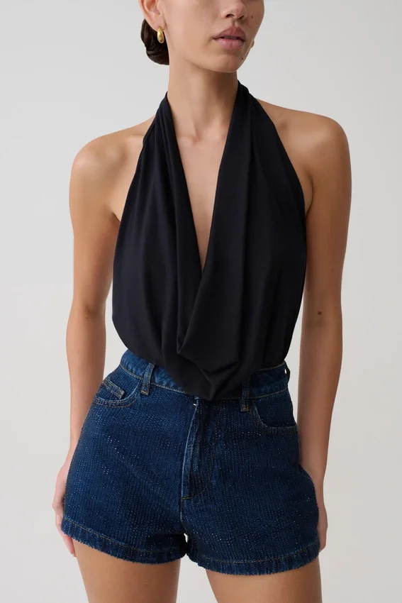 Huyen Cowl Front Modal Top – Black Huyen Cowl Front Modal Top – Black