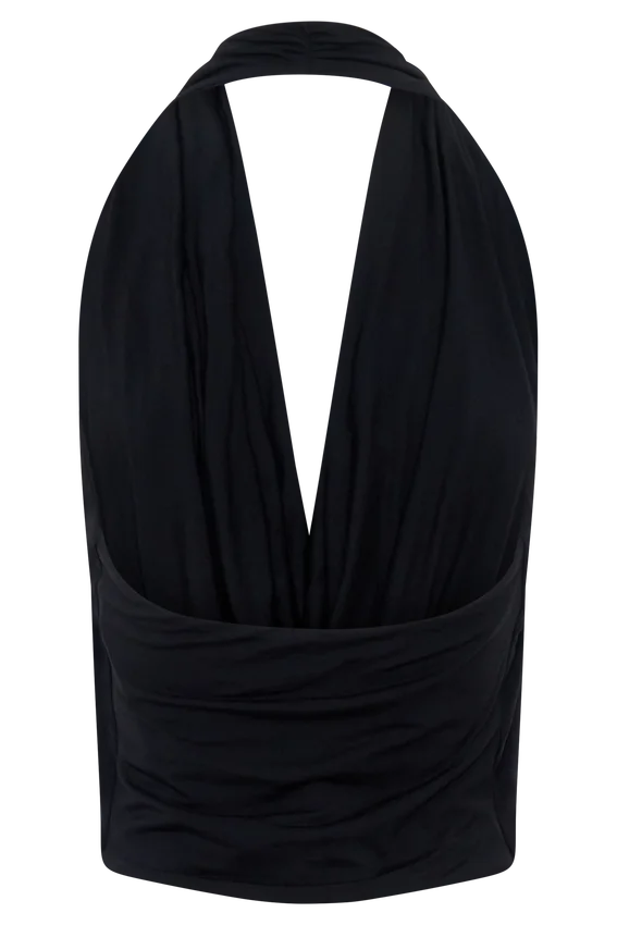 Huyen Cowl Front Modal Top – Black Huyen Cowl Front Modal Top – Black