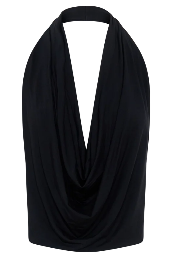 Huyen Cowl Front Modal Top – Black Huyen Cowl Front Modal Top – Black