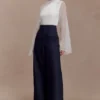 Ida Sheer Asymmetrical Long Sleeve Cape – White