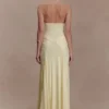 Indira Gathered Slinky Halter Maxi Dress – Lemon