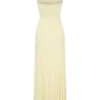 Indira Gathered Slinky Halter Maxi Dress – Lemon