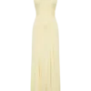 Indira Gathered Slinky Halter Maxi Dress – Lemon