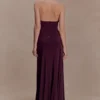 Indira Gathered Slinky Halter Maxi Dress – Mahogany