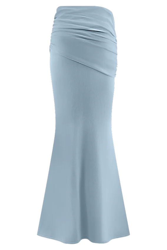 Irene Gathered Knit Maxi Skirt – Blue Irene Gathered Knit Maxi Skirt – Blue