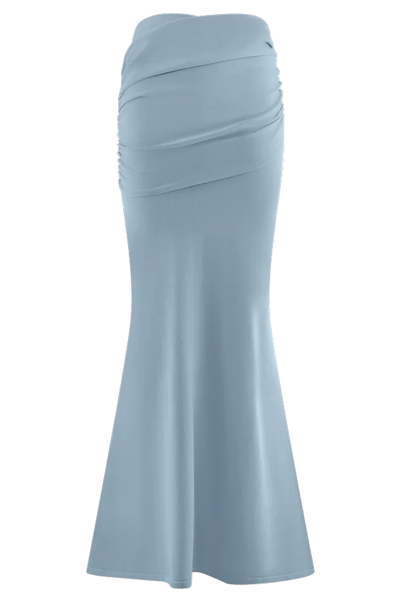 Irene Gathered Knit Maxi Skirt – Blue Irene Gathered Knit Maxi Skirt – Blue
