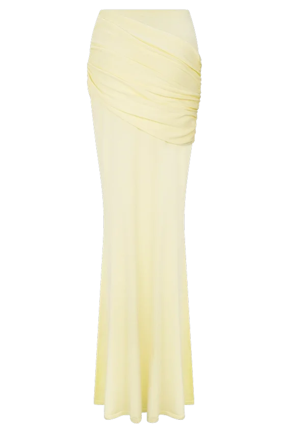 Irene Gathered Knit Maxi Skirt – Lemon Irene Gathered Knit Maxi Skirt – Lemon