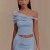 Irene Gathered Knit Top – Blue Irene Gathered Knit Top – Blue