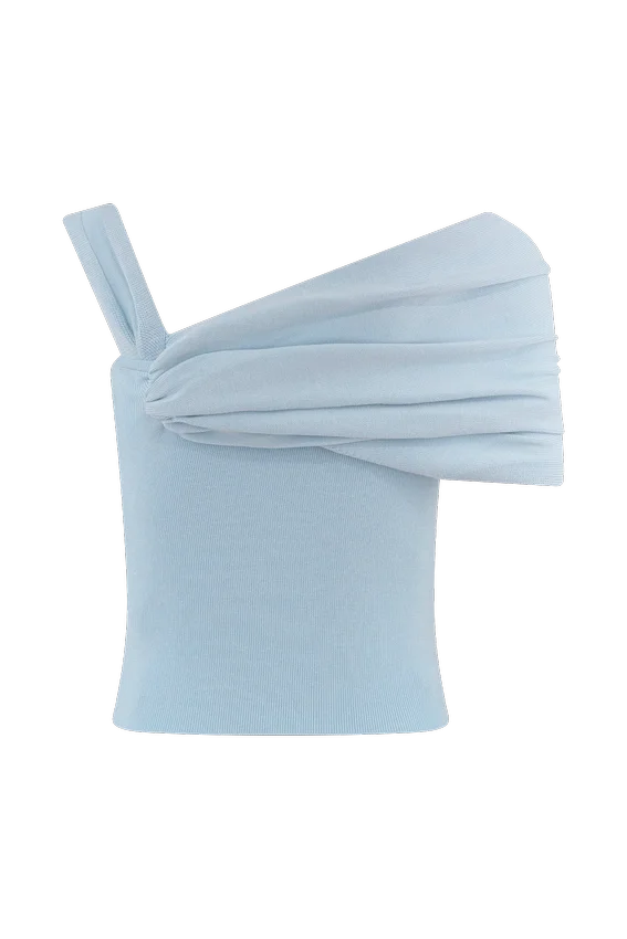 Irene Gathered Knit Top – Blue Irene Gathered Knit Top – Blue