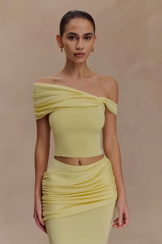 Irene Gathered Knit Top – Lemon Irene Gathered Knit Top – Lemon