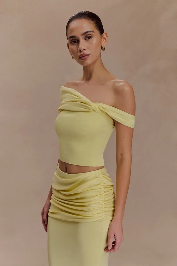 Irene Gathered Knit Top – Lemon Irene Gathered Knit Top – Lemon