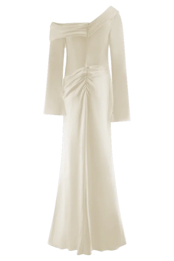 Iris Long Sleeve Satin Maxi Dress – Blush Gold Iris Long Sleeve Satin Maxi Dress – Blush Gold