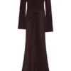 Iris Long Sleeve Satin Maxi Dress – Dark Chocolate Iris Long Sleeve Satin Maxi Dress – Dark Chocolate