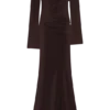 Iris Long Sleeve Satin Maxi Dress – Dark Chocolate Iris Long Sleeve Satin Maxi Dress – Dark Chocolate