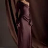 Iris Long Sleeve Satin Maxi Dress – Dark Chocolate Iris Long Sleeve Satin Maxi Dress – Dark Chocolate