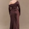 Iris Long Sleeve Satin Maxi Dress – Dark Chocolate Iris Long Sleeve Satin Maxi Dress – Dark Chocolate