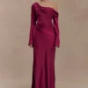 Iris Long Sleeve Satin Maxi Dress – Mahogany Iris Long Sleeve Satin Maxi Dress – Mahogany