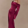 Iris Long Sleeve Satin Maxi Dress – Mahogany Iris Long Sleeve Satin Maxi Dress – Mahogany