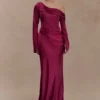 Iris Long Sleeve Satin Maxi Dress – Mahogany Iris Long Sleeve Satin Maxi Dress – Mahogany
