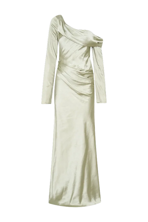 Iris Long Sleeve Satin Maxi Dress – Sage Iris Long Sleeve Satin Maxi Dress – Sage