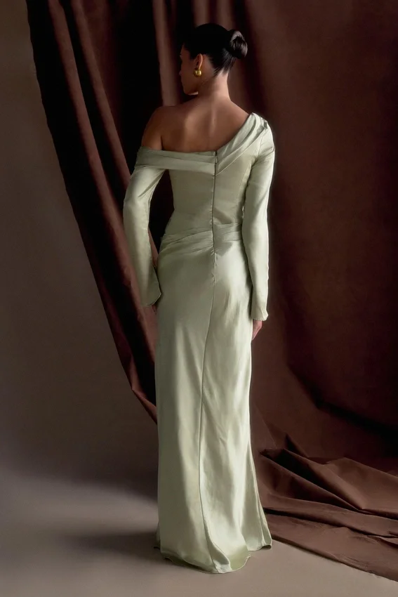 Iris Long Sleeve Satin Maxi Dress – Sage Iris Long Sleeve Satin Maxi Dress – Sage