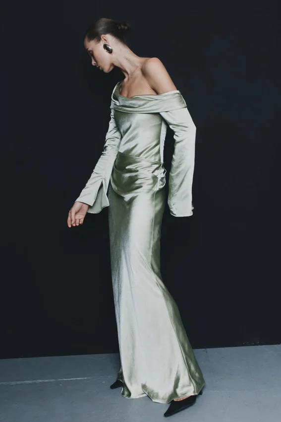 Iris Long Sleeve Satin Maxi Dress – Sage Iris Long Sleeve Satin Maxi Dress – Sage