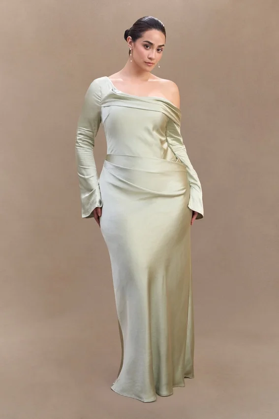Iris Long Sleeve Satin Maxi Dress – Sage Iris Long Sleeve Satin Maxi Dress – Sage