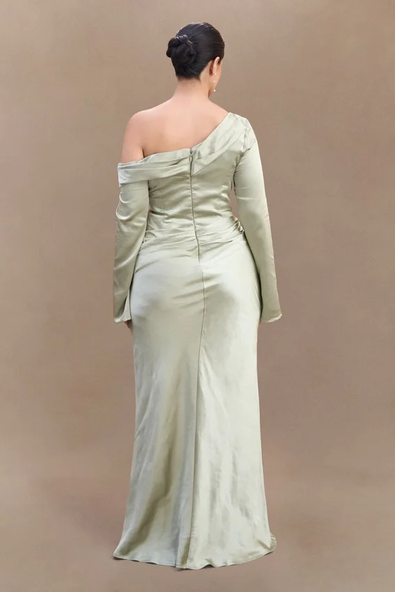 Iris Long Sleeve Satin Maxi Dress – Sage Iris Long Sleeve Satin Maxi Dress – Sage