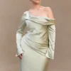 Iris Long Sleeve Satin Maxi Dress – Sage Iris Long Sleeve Satin Maxi Dress – Sage