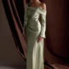 Iris Long Sleeve Satin Maxi Dress – Sage Iris Long Sleeve Satin Maxi Dress – Sage