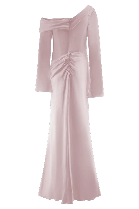Iris Long Sleeve Satin Maxi Dress – Soft Pink Iris Long Sleeve Satin Maxi Dress – Soft Pink