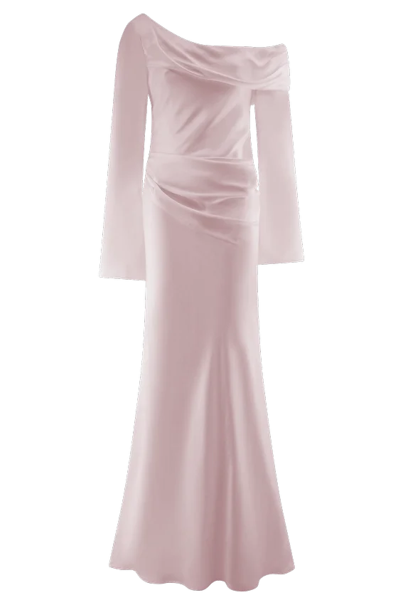 Iris Long Sleeve Satin Maxi Dress – Soft Pink Iris Long Sleeve Satin Maxi Dress – Soft Pink