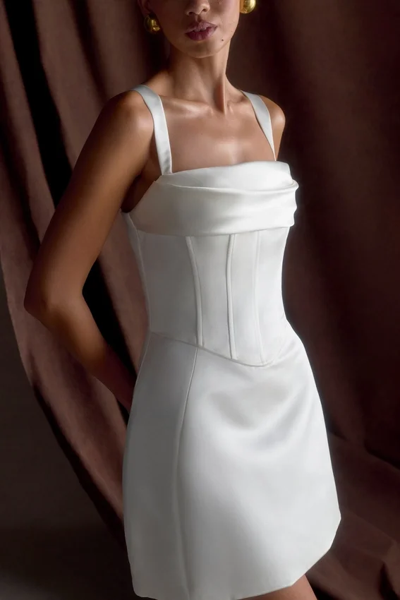 Isabel Satin Corset Mini Dress – White Isabel Satin Corset Mini Dress – White