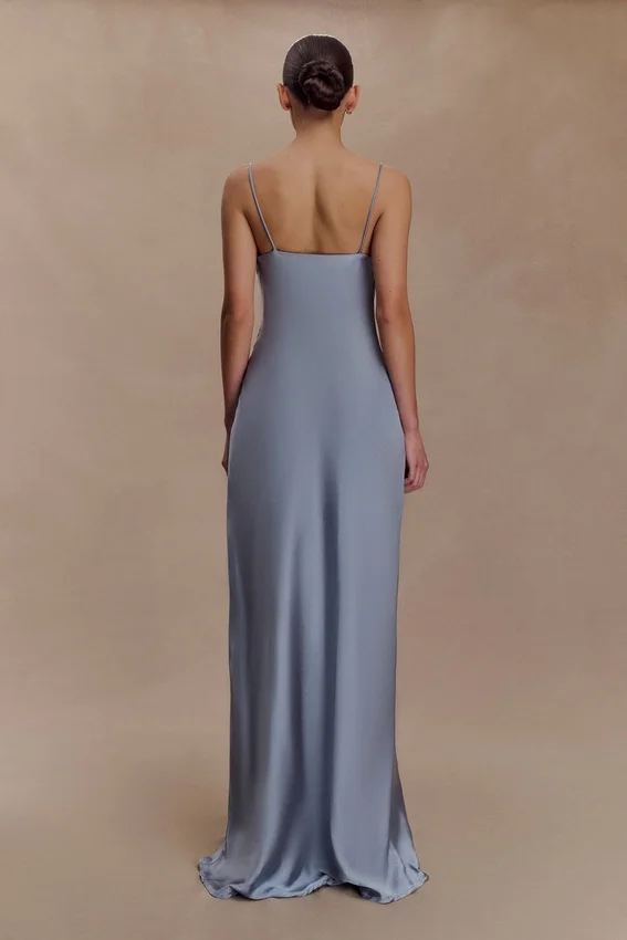 Isadora Lace & Satin Maxi Dress – Frosted Blue Isadora Lace & Satin Maxi Dress – Frosted Blue