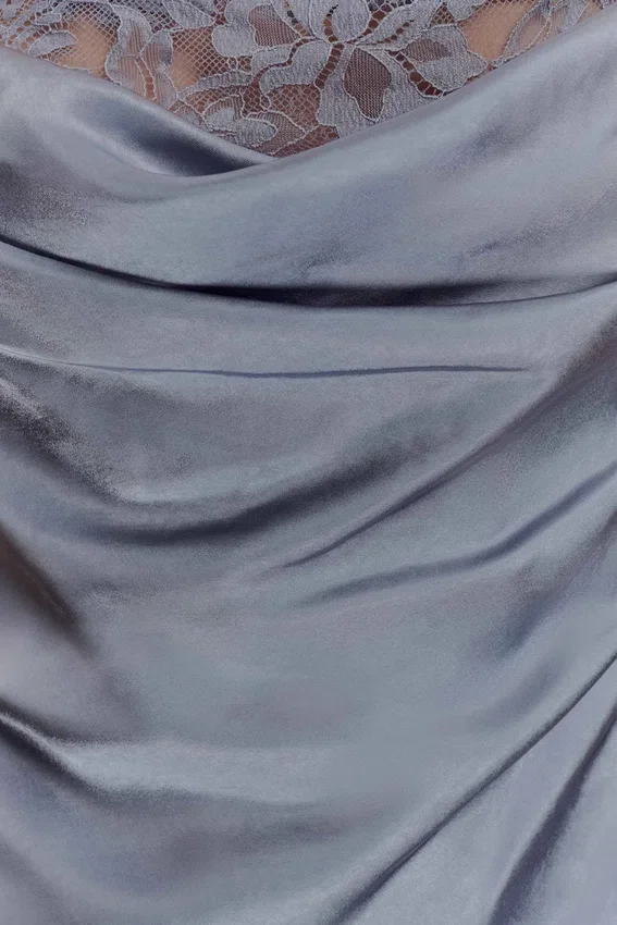 Isadora Lace & Satin Maxi Dress – Frosted Blue Isadora Lace & Satin Maxi Dress – Frosted Blue