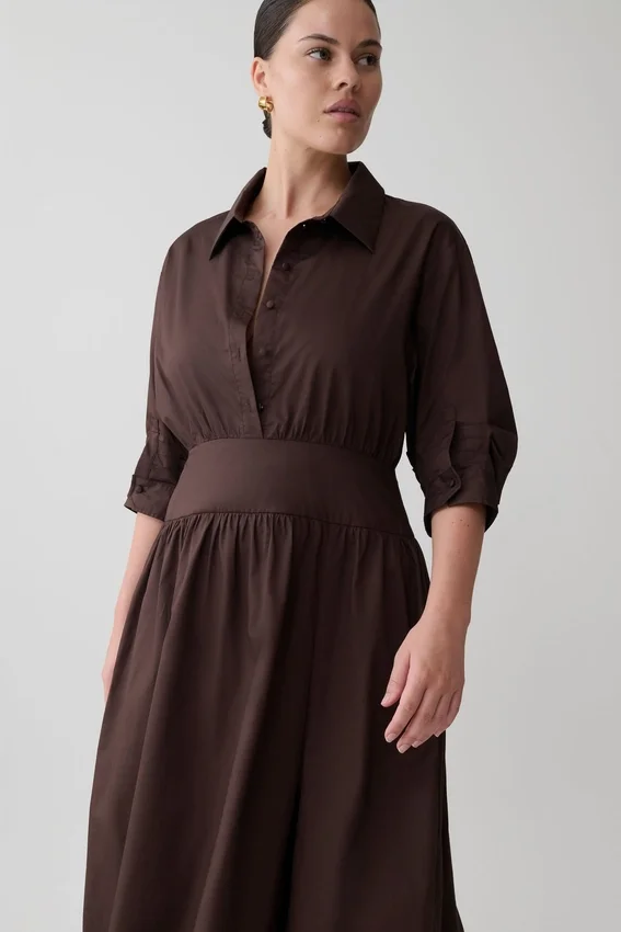 Isolde Long Sleeve Cotton Maxi Dress – Dark Chocolate Isolde Long Sleeve Cotton Maxi Dress – Dark Chocolate
