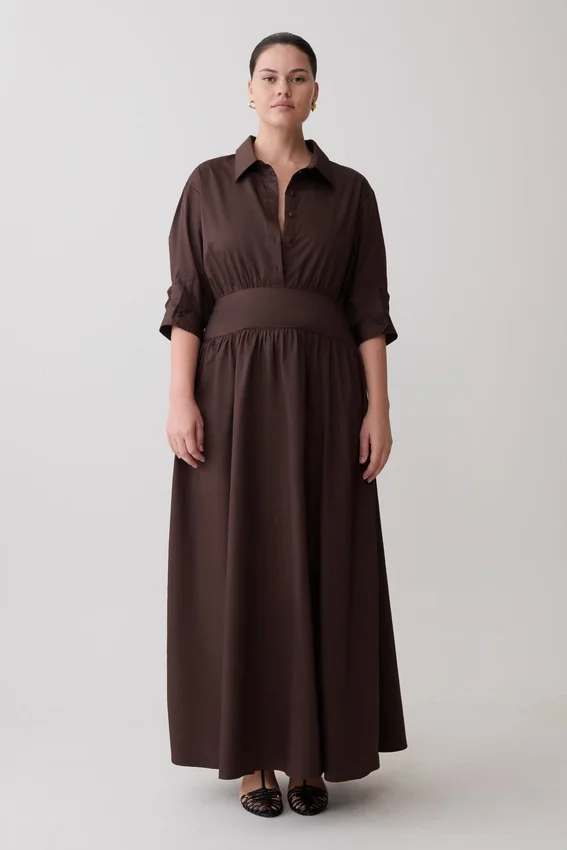 Isolde Long Sleeve Cotton Maxi Dress – Dark Chocolate Isolde Long Sleeve Cotton Maxi Dress – Dark Chocolate